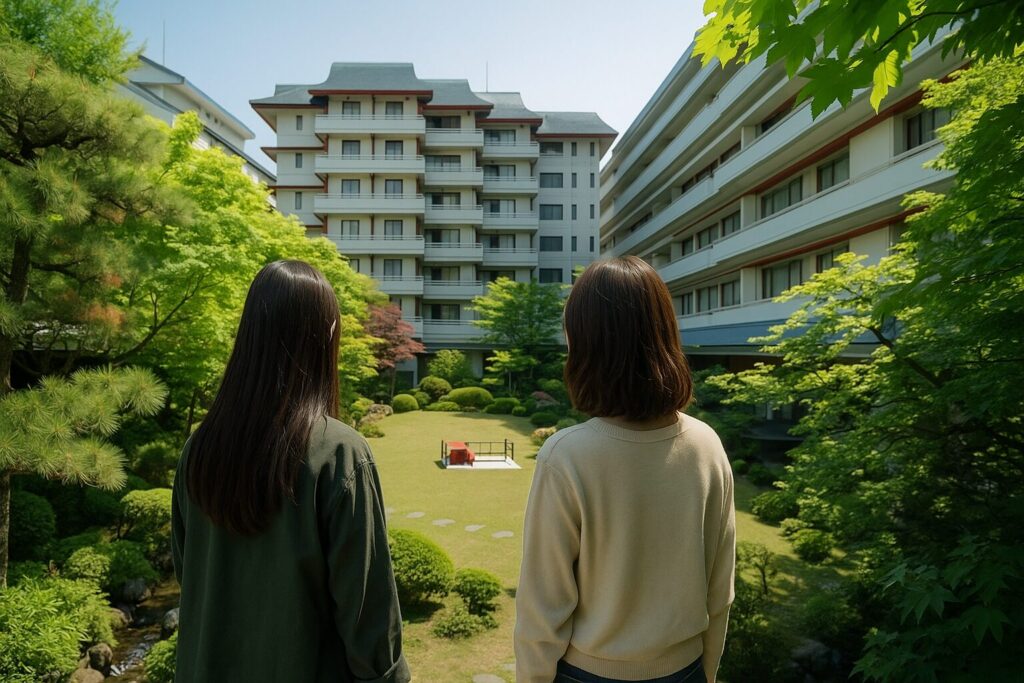 鬼怒川グランドホテル夢の季を眺める女性二人